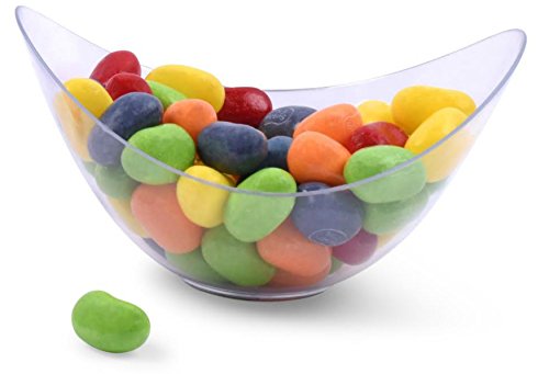 zappy 50 Mini Party Bowls - Clear, Disposable, 2 oz / Cup each, Oval & Elegant - Dessert, Appetizer, Mousse & More