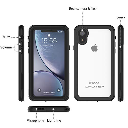 ORDTBY iPhone XR Waterproof Case, 360Â° Full Body Protection Underwater Cover IP68 Certified for Shockproof Dustproof Snowproof and Waterproof Case for iPhone XR