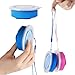Eastshining Collapsible Travel Portable Cup Telescopic Outdoor Camping Mug with Food-Grade Silicone Pocket-Sized Drinking Water Wine for Hiking Picnic 6.7oz（200ml） with Lid-Blue and Rose Red