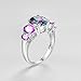 Psiroy 925 Sterling Silver Plated Created Rainbow Topaz Filled 5 Stone Engagement Ring Band Size 6