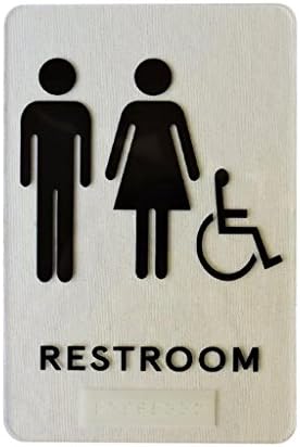 Restroom Sign (6" x 9") unisex, handicapped, and Ada Compliant (type-ll) Braille! Gender neutral sign for a family restroom!