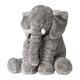 Huggable Soft Elephant, 22 Inch, Grey Stuffed Animal Plush Pillow