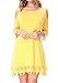 levaca Womens 3/4 Sleeve Off Shoulder Lace Patchwork Loose Casual Dress Extender