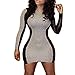 O-Neck Raglan Sleeve Pu Leather Polyester Patchwork Bodycon Clubwear Dress