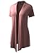 BIADANI Women Versatile Soft Short Sleeve Open Front Drape Cardigan Dusty Pink XX-Large