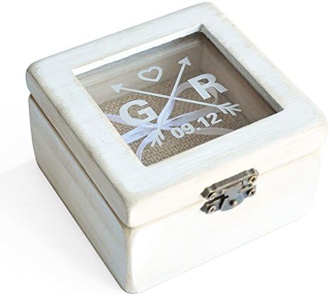 Personalized Wedding Ring Box,Wedding Bridal Party Gift,Wooden Jewelry Box, Square Ring Box