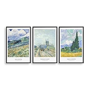 3 Piece Framed Canvas Wall Art The Harvest by Vincent Van Gogh Canvas Prints Home Artwork Decoration for Living Room,Bedroom - 16"x24"x3 Panels