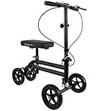 KneeRover Economy Knee Scooter Steerable Knee Walker Crutch Alternative with DUAL BRAKING SYSTEM in Matte Black