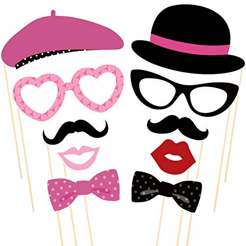 Amosfun 18pcs Paris Photo Booth Props French Ooh La La Party