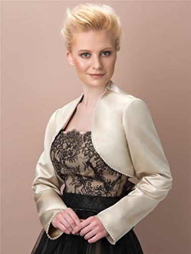 CLOCOLOR Women's Satin Bolero Party Jacket Long Sleeves Wraps Shrug Stole