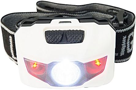 ubermasks Ultra-Bright LED Headlamp with Red &amp; White Lights - Adjustable Non-Slip Strap - Water Resistant Work light - Shines Super Bright Beam 100 Feet - Batteries Included