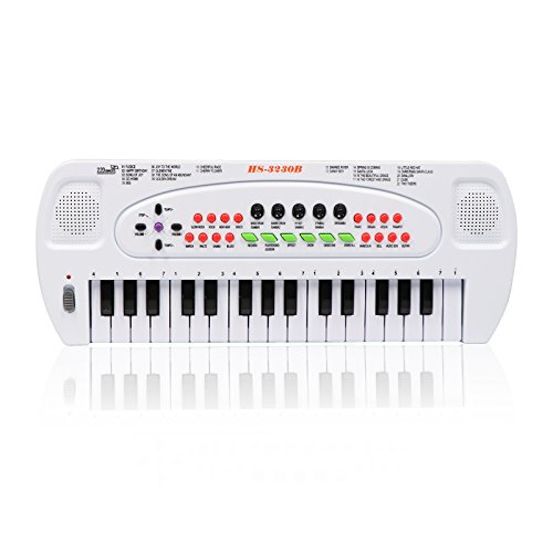 aPerfectLife Piano Kids, 32 Keys Multifunction Electronic Kids Piano Keyboard Musical Instrument Kids Microphone (White)
