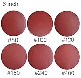 Sackorange 60 PCS 6-Inch NO-Hole PSA Aluminum Oxide Sanding Disc, Self Stick(10 Each of 80 100 120 180 240 400)