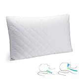 beegod Soft Pillow for Sleeping, Hypoallergenic and Fluffy Down-Like Pillow with 100% Fine Fiber Filling, Dust and Mite Repellent, White (1Pack)