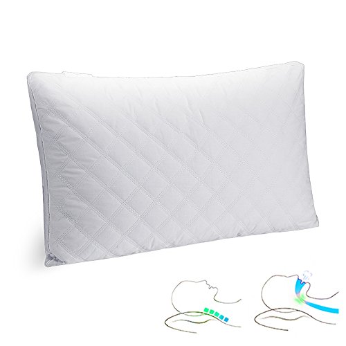 Bed pillow, beegod Soft Pillow for Sleeping, Hypoallergenic and Fluffy Down-Like Pillow with Fine Fiber Filling, Dust and Mite Repellent, White (1Pack)