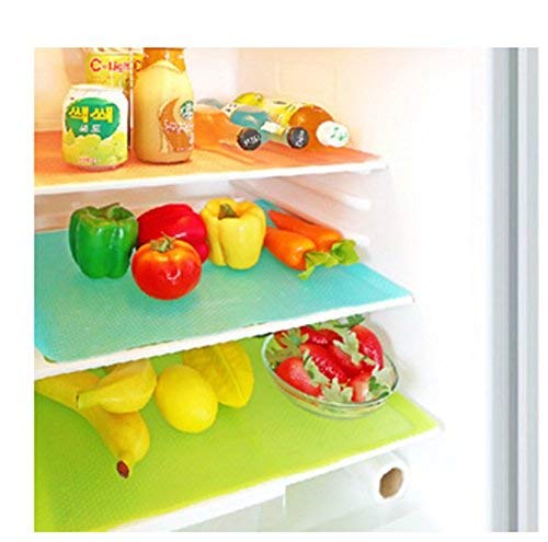 Yellow Weaves PVC Refrigerator Drawer Mats, 12X17 IN (Pack of 6)(Multicolor)