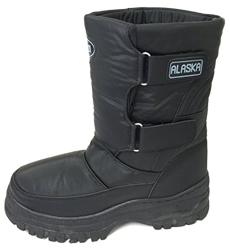 VK-3100CS Men's Snow Boots Winter Boots Cold Weather Water Repellent Nylon Ski Warm Fur Lined Snow Shoes, Black (9 D(M) US, Black)