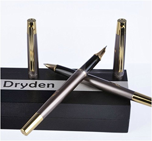 Dryden Luxury Fountain Pen with Gift Case | Fine Nib | Executive Fountain Pens Set | Ink Refill Converter | Business Gift Pen | Luxury Pens Collection | Complimentary Matching Ballpoint Pen
