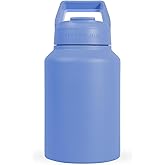 HydroJug Sport - Stainless Steel Tumbler with Straw, Vacuum Insulated, 64oz Leakproof Water Bottle, Ergonomic Design, Reusable, Dishwasher Safe, Rubber Base, Durable for Gym or Outdoors, Light Blue