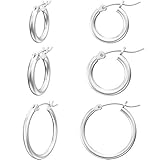 Gacimy Small Hoop Earrings for Women, 14K White