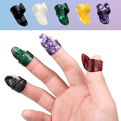Yeshone 15 Pieces Banjo Guitar Picks Ring Thumb Finger Picks Alaska Open Design Finger Pick