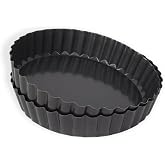 MLHpeak 2 Pack Tart Pan 9 Inch Tart Pan with Removable Bottom, 1.1 Inch Deep Baking Pan