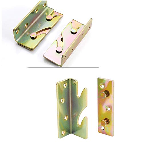 Socell 4 Sets Bed Rail Brackets Heavy Duty NoMortise Bed Rail Fittings