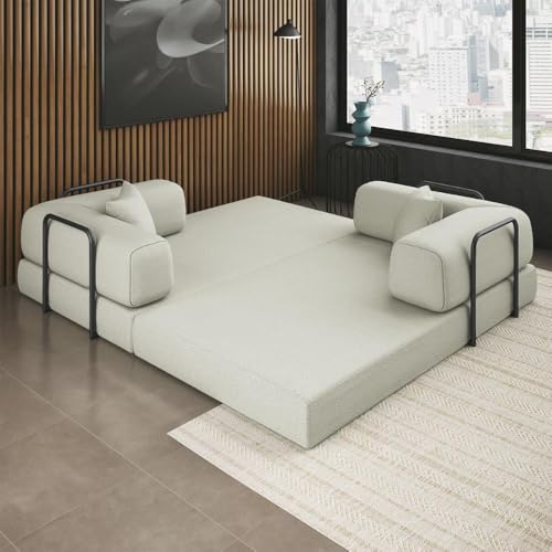 Sofá Cama Colchão Casal Compactair Confortável Sala Balaqui Cor:bege