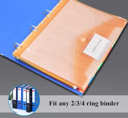 Agoer Document Wallet A4+ Filing Pack of 32 [Wider Sizes] 8 Colours Document Folder A4 Velcro with 11 Hole Edge and Label Pocket, Waterproof Transparent Folders Folder System