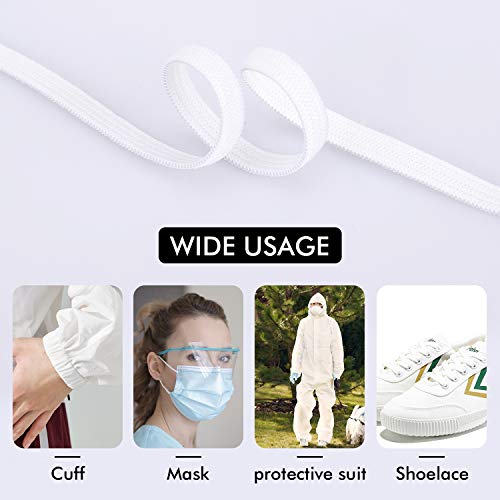 MOTOBA 10 Yards Elastic Bands for DIY Mask, 1/4 Inch Elastic for Sewing, Braided Elastic Band Elastic String Cord for Crafts (White)