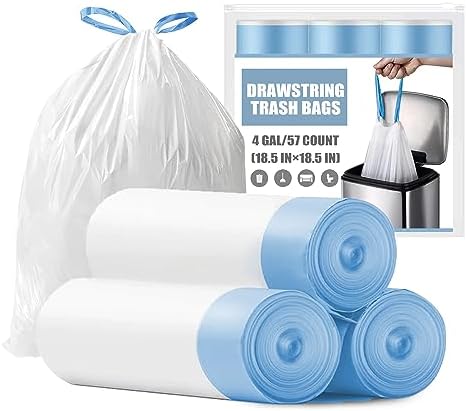 Trash Bags 4+ Gallon Charmount Drawstring Gallon Trash Bags