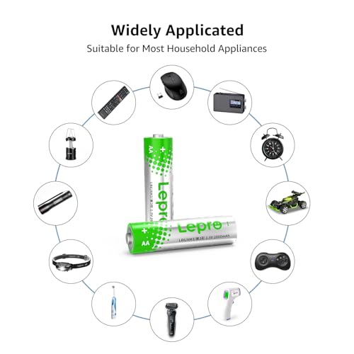 Lepro AA Alkaline Batteries - Pack of 100-1.5V LR6 AA Batteries - 2800mAh - AA Batteries for Daily, Ultra Alkaline Batteries Leak-Proof, Anti-Corrosion Ideal for Alarm Clock, Remote Control, Toy