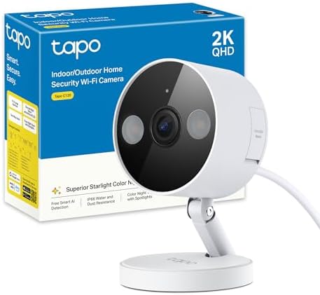 C120 Telecamera Wi-Fi Esterno & Interno, Videocamera Sorveglianza 2K 4MP, Sicurezza Domestica AI, Visione Notturna, Installazione semplice, Base Magnetica, IP66 Resistente Alle Intemperie, Alexa