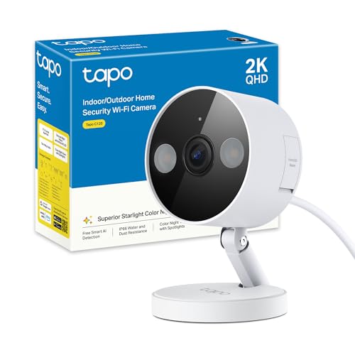 C120 Telecamera Wi-Fi Esterno & Interno, Videocamera Sorveglianza 2K 4MP, Sicurezza Domestica AI, Visione Notturna, Installazione semplice, Base Magnetica, IP66 Resistente Alle Intemperie, Alexa