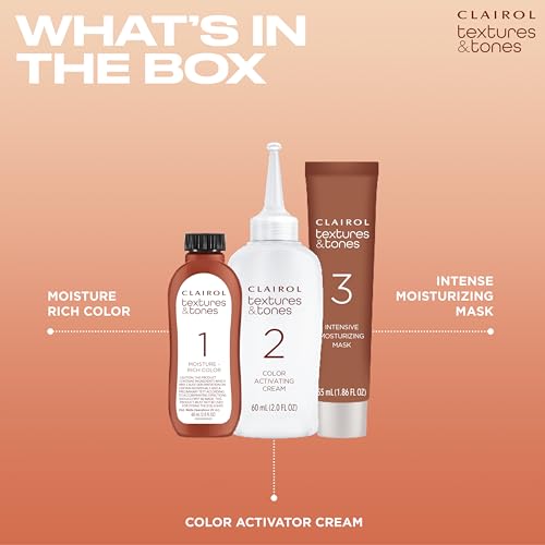 Clairol Textures Tones Permanent Hair Dye, 1B Silken Black Hair Color,  Pack of