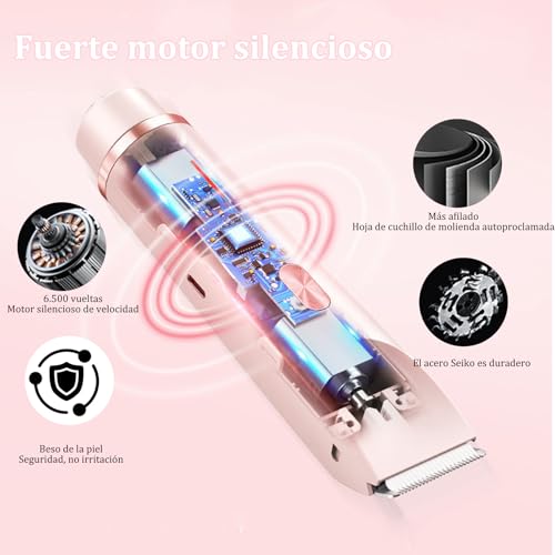 JDF3CISH 2 En 1 Rasuradora Electrica Mujer, Depiladora Electrica Portátil, Flawless Depilador Facial, USB Recargable, Uso en Seco y Húmedo, No Irritante,para Bikini Axilas Piernas Facial Brazos (Rosa）