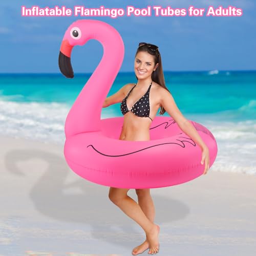 DeeprBlu Swimming Pool Floats Adult, 42" Large Pool Float, Pink Flamingo Inflatable Pools, High Load Capacity and Superior Durability, 0.35mm Thickened Inflatable Pools Adults for River