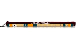 Radhe Flutes G Natural Base Right Handed Bansuri With Velvet Cover Tanpura A=440 Pvc Fiber Dark Green & Orange