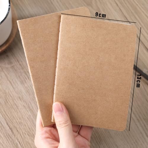 Koogel 32 Stück Klein Blanko Notizbücher, Notizbuch Journal Tagebuch Notizblöcke Schulhefte 13 x 9cm Notizbücher mit Kraftpapier-Einband Braun