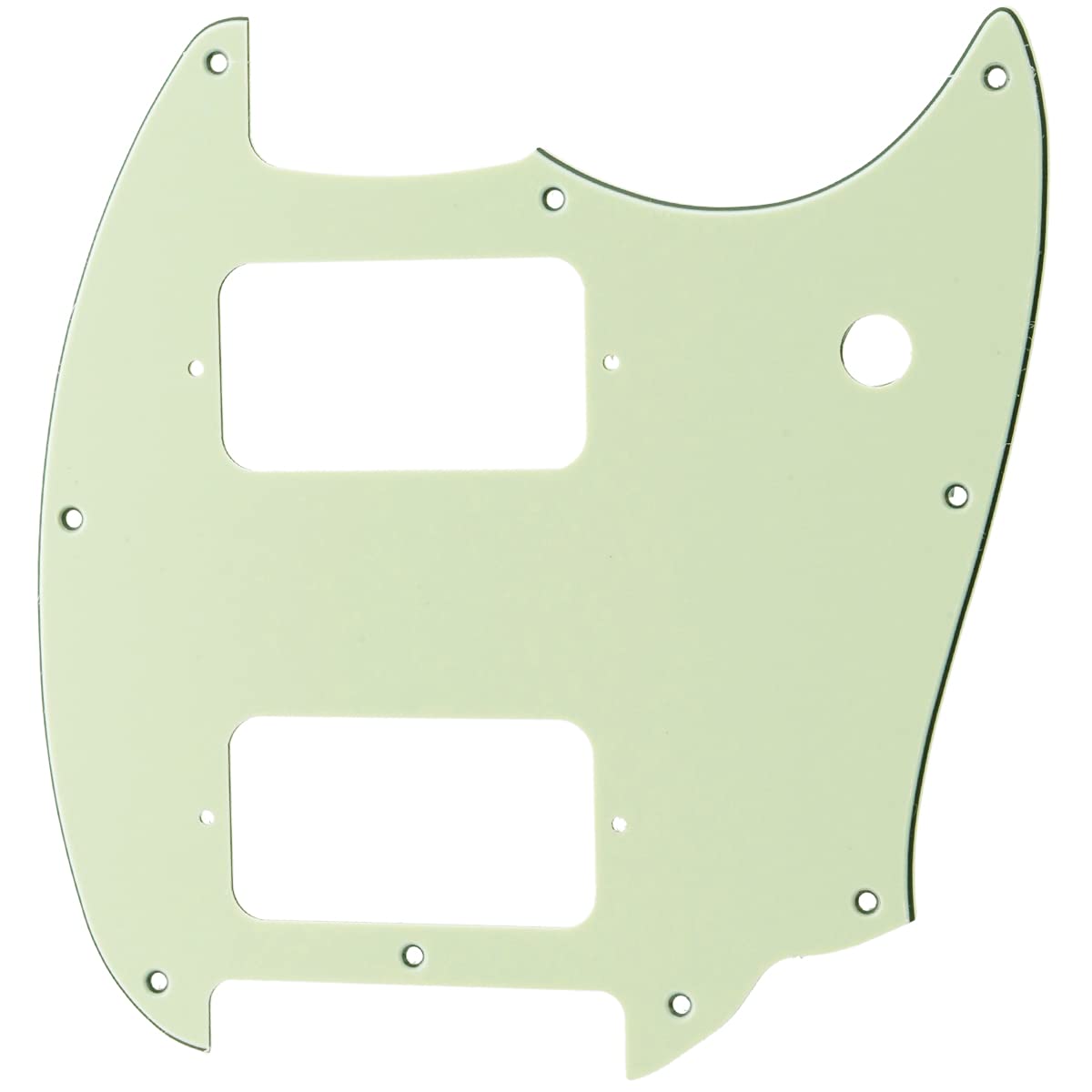 Musiclily Pro 9 Holes Round Corner HH Guitar Pickguard 2 Humbuckers for Squier Bullet Series Mustang Electric Guitar, 3Ply Mint Green