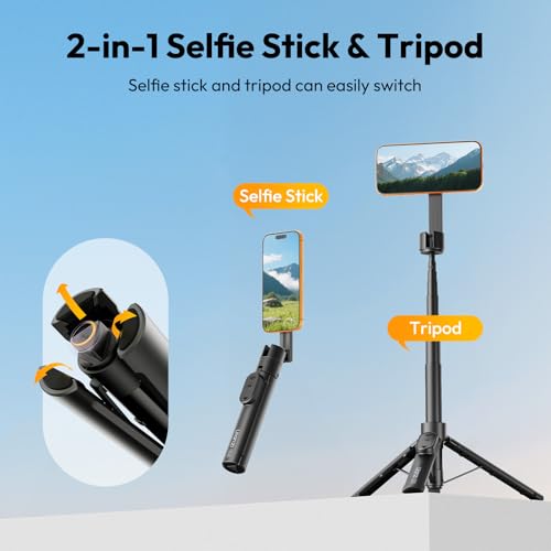 ULANZI SK26 Magnetic Phone Tripod, 44.5'' Selfie Stick for Magsafe w Remote, Portable Tripod for iPhone 17 Pro Extendable Cell Phone Stand Lightweight for Vlog Travel Recording Streaming Selfies
