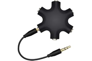 6-Port 3.5mm Audio Splitter, 1 Male to 5 Female Headphone Hub for Music Sharing, Gaming, Noise-Free Audio Sharing Hub