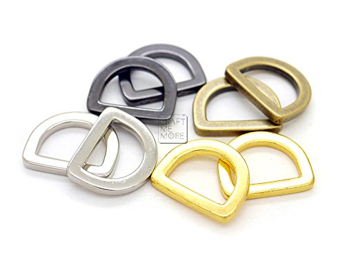 CRAFTMEmore Antique Brass D Rings Purse Loop Flat Metal D-Ring Heavy Duty Findings fit 5/8 Inch Strap Webbing 10 pcs