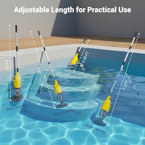 Hushlight Cordless Pool Vacuum Cleaner, Handheld Rechargeable Above Ground Pool Vacuum Cleaner, 20 gallons/min Powerful Suction for Debris Cleaning（Light Yellow）