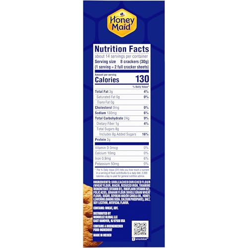 HONEY MAID GRAHAM CRACKERS, LUNCH SNACKS, 14.4 OZ