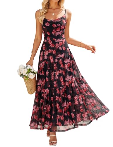 ZESICA Women's Summer Mesh Floral Sleeveless Wedding