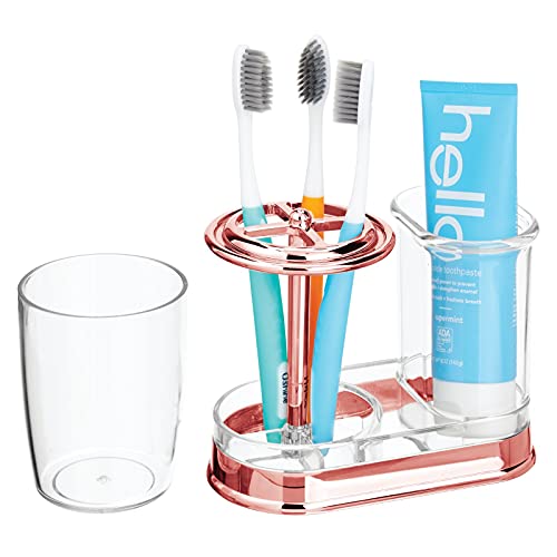 mDesign Decorative Plastic Bathroom Vanity Countertop Toothpaste