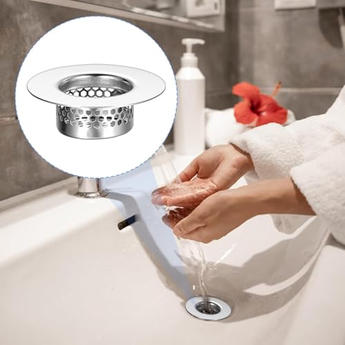 SHUUDAUKO 4 Piezas Coladores de Desagüe para Lavabo, Tapa de Desagüe de Acero Inoxidable, Atrapapelos, para Ducha, Tocador y Lavabo de Caravana - Antiobstrucción, Fácil de Limpiar
