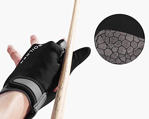 ACE SELECT Billiard Glove with Pad for Left Bridge Hand 1 Piece, 3 Fingers Elastic Lycra Stretchable Pool Cue Snooker Glove - Gray