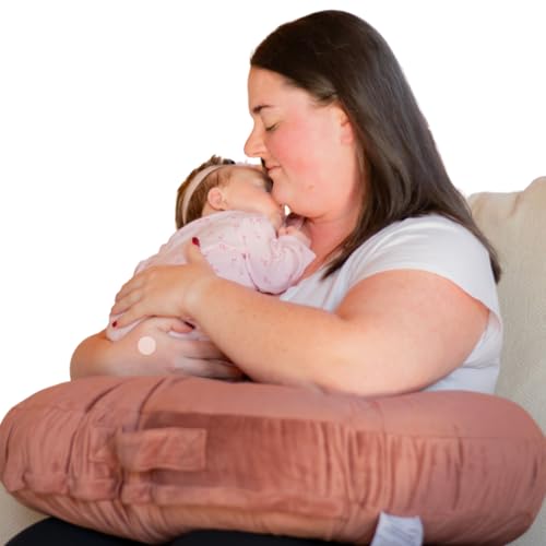 One Z Nursing Pillow with Built-in Nursing Cover & Free Travel Bag – Soft, Supportive Breastfeeding Pillow for Mom & Baby – Portable & Comfortable for Feeding, Nursing, and Bonding - Pink Rust Color
